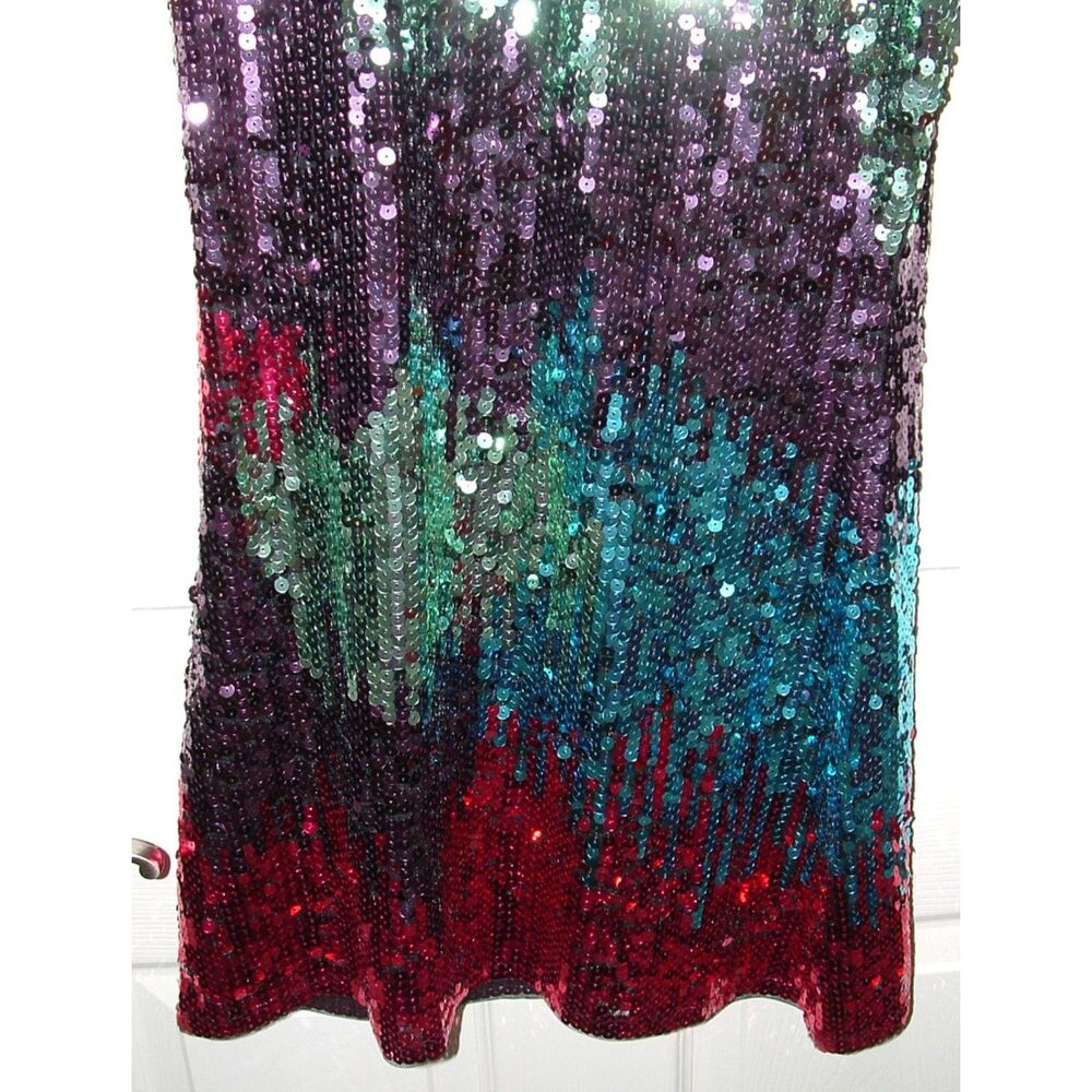 Runway Paris Sparkly Multicolored Sequined Sz Sma… - image 2